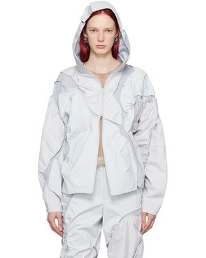 Post Archive Faction PAF Blouson Technique Gris Et Bleu - Blanc