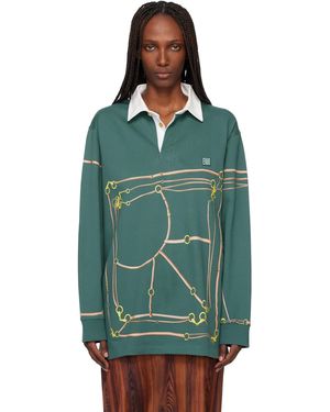 Conner Ives Belt Printed Rugby Polo - Green