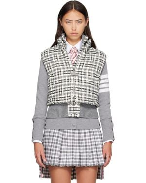 Thom Browne Organza Ribbon Tweed Down Vest - Grey