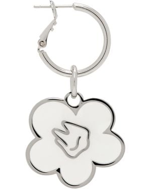 In Gold We Trust Flower Pendant Single Earring - White