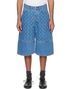 Marine Serre Moon Laser Denim Shorts - Blue