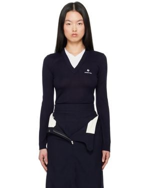 ShuShu/Tong Patchwork V-Neck Knit Jumper - Blue