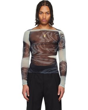 Jean Paul Gaultier 'The Blurry Roses' Top - Black