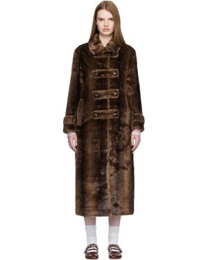 OPEN YY Tab Toggle Faux-Fur Coat - Black