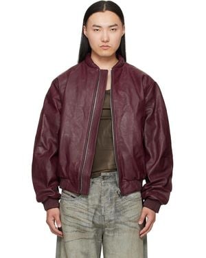 424 Leather Bomber Jacket - Red