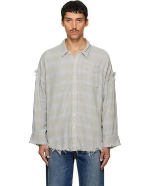 R13 Shredded Seam Drop Neck Shirt - Grey