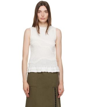 3.1 Phillip Lim White Smocked Tank Top