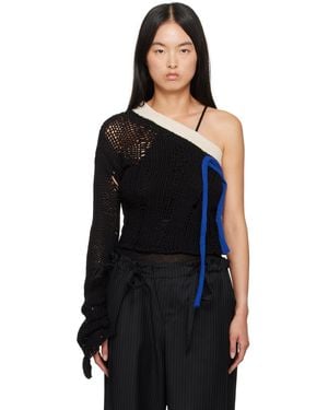 ANDERSSON BELL Pull Noir En Tricot À Épaule Unique Édition Ottolinger