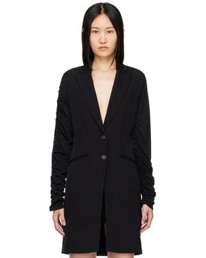 Atlein Ruched Sleeve Coat - Black