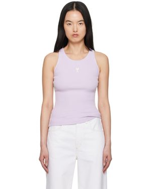 Ami Paris Cotton Rib Ami De Coeur Tank Top - Purple