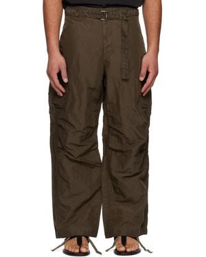 Sacai Khaki Treated Nylon Twill Cargo Trousers - Brown
