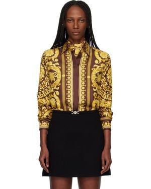 Versace Burgundy & Printed Silk Shirt - Orange