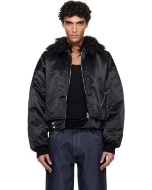 Mugler Faux-Fur Collar Bomber Jacket - Black