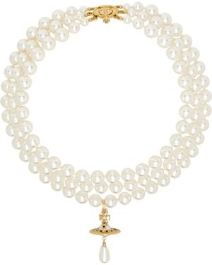 Vivienne Westwood Three Row Pearl Drop Choker - Natural