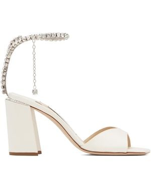 Jimmy Choo ホワイト Saeda 85 ブロックヒール サンダル - メタリック
