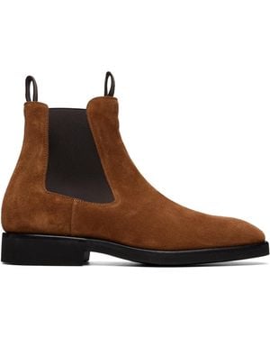 Tom Ford Bottes Chelsea Owen Brunes En Suède - Marron