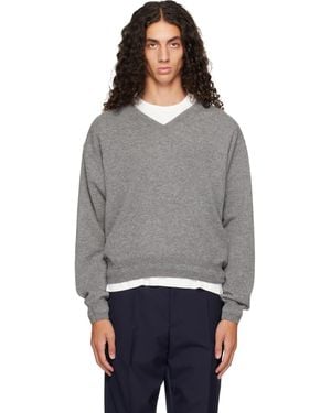 Jil Sander Ls V-Neck Sweater - Gray