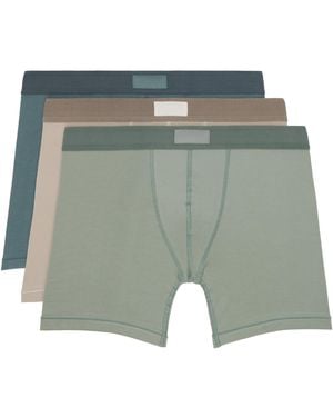 Skims Three-Pack Cotton 5 Boxer Briefs - Green