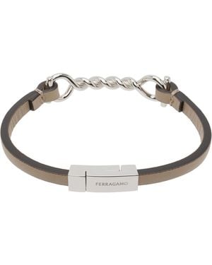 Ferragamo Gancini Leather Bracelet - Metallic