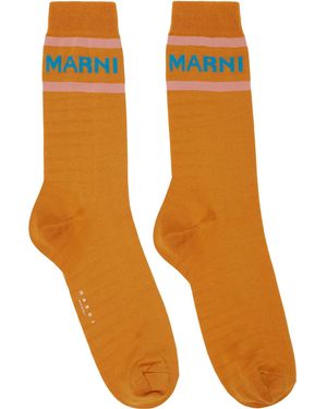 Marni ロゴ カフス ソックス - オレンジ