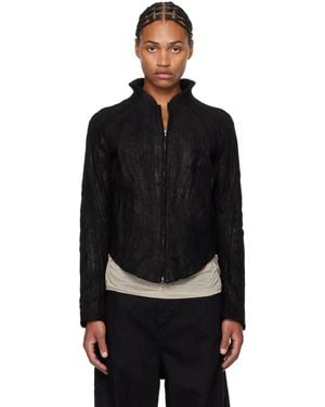 Julius Warped Leather Jacket - Black