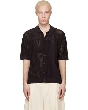 Lacoste Lacy Knit Crocodile Shirt - Black
