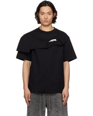 Feng Chen Wang ブラック Double Collar Tシャツ