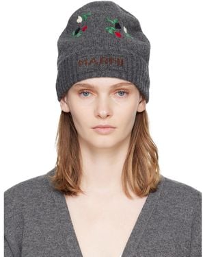 Marni Wool & Cashmere Flower Beanie - Blue