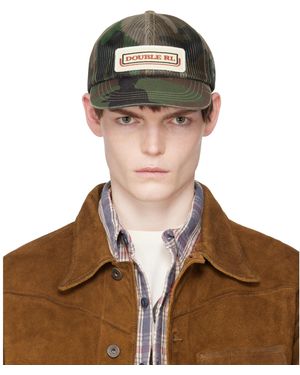 RRL Khaki Logo-Patch Camo Mesh Trucker Cap - Brown
