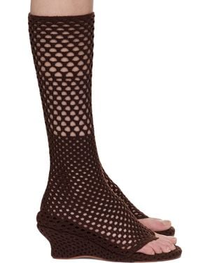 Isa Boulder Short Cable Knitted Heeled Sandals - Brown