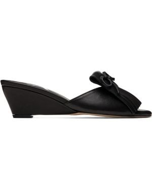 OPEN YY Fringe Wedge Mules - Black