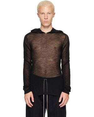 Rick Owens Tower Sheer Hoodie - Black