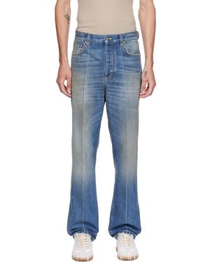 Versace Distressed Straight Jeans - Blue