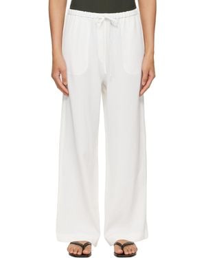 TOTEME Off- Woven Stripe Drawstring Trousers - White