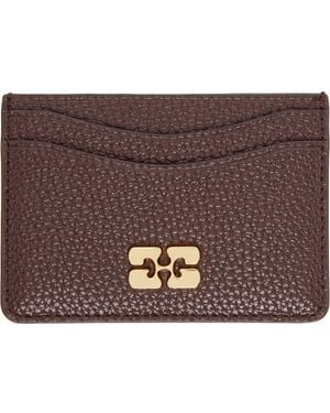 Ganni Grained Card Holder - Brown