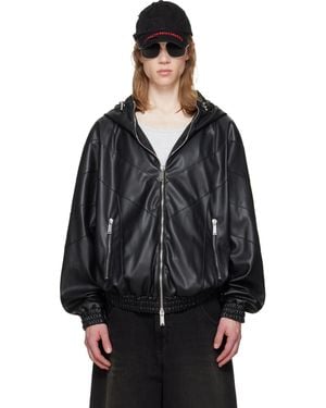 DSquared² Zipped Hoodie Faux-Leather Jacket - Black