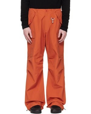 Reese Cooper Nylon Cinched Wide Leg Cargo Trousers - Red
