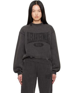 T By Alexander Wang Pull Molletonné Noir À Logo Et À Effet Usé