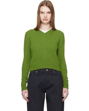 &Daughter Sligo Shrunken V-Neck Jumper - Green