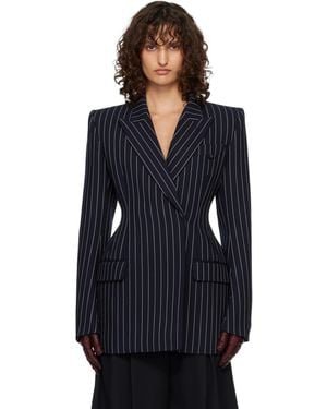 Mugler Pinstripe Hourglass Blazer - Blue