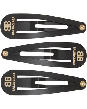 Balenciaga Three-Pack Hair Clips - Black