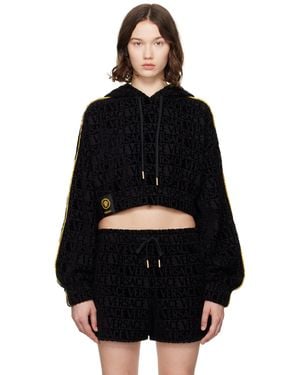 Versace 'I Heart Baroque' Crop Hoodie - Black