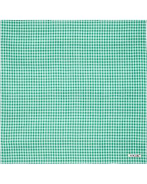 AURALEE グリーン Airy Light コットン チェック スカーフ