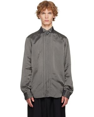 Dries Van Noten Burgundy Pinstripe Shirt - Grey
