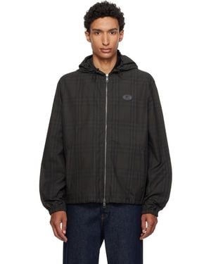 Burberry Check Cotton Newport Hooded Jacket - Black