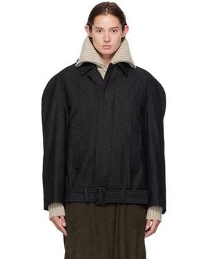 Lemaire Raglan Sleeve Short Coat - Black