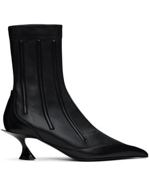 Mugler Boned Goatskin Stiletto Ankle Boots - Black