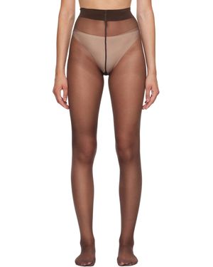 Wolford Collant Brun En Nylon 20 Deniers Satiné - Marron