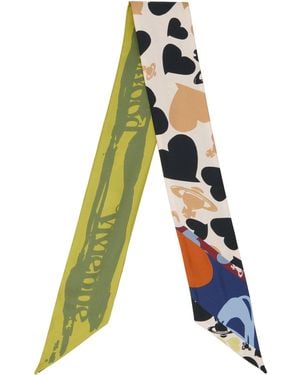Vivienne Westwood Hearts & Orbs Twilly Skinny Scarf - Blue