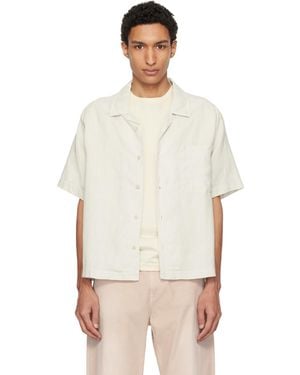 Merz B. Schwanen Off- Linen Bowling Shirt - Natural